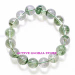 New 14mm Natural Green Phantom Crystal Quartz Stone Elastic Bracelet, Love Gift